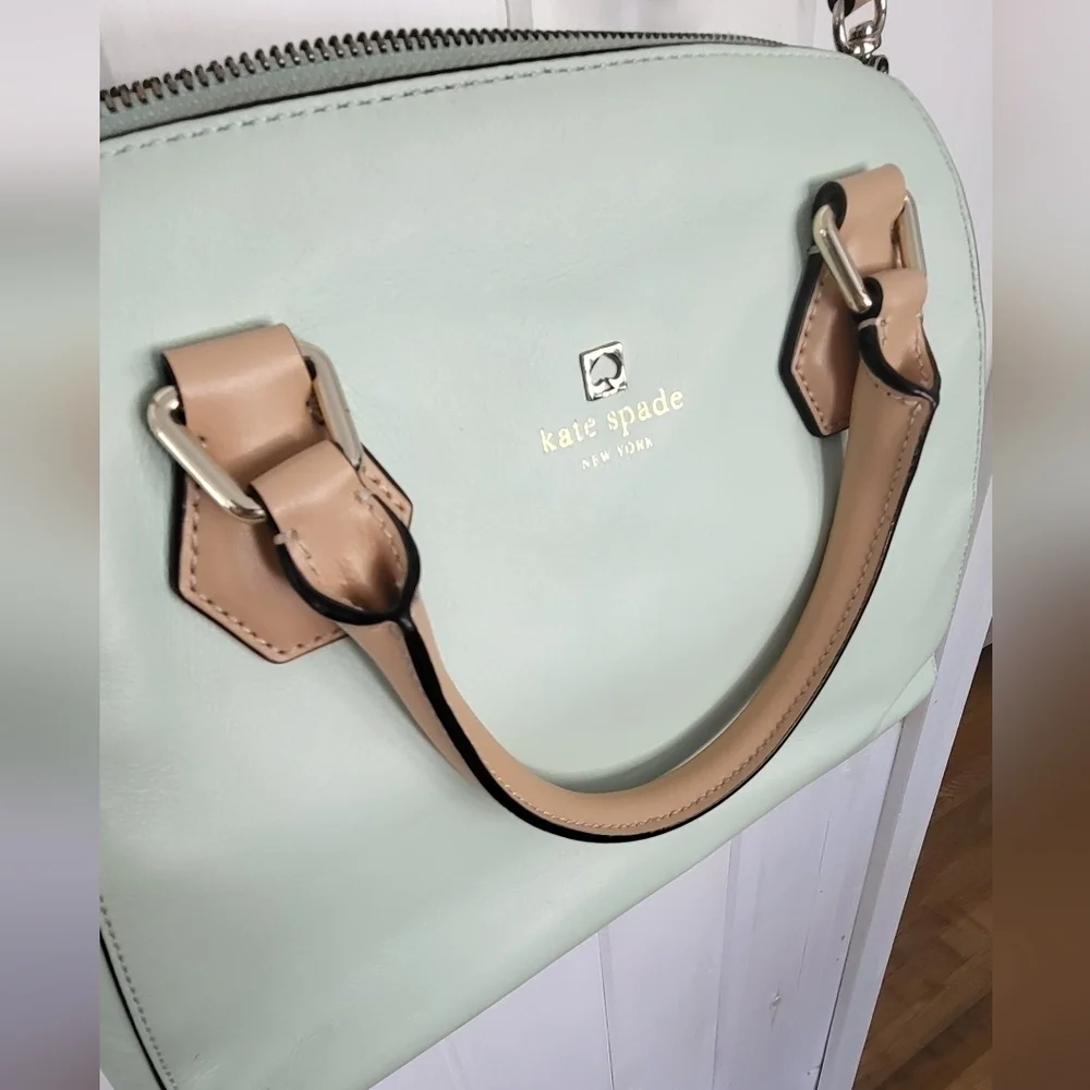 Kate Spade Mint & Taupe Pippa Crossbody Top Handle Bag